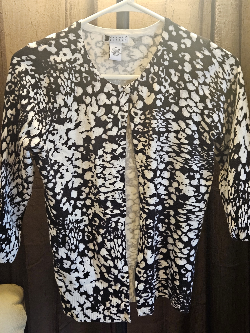 Carol Little Monochrome Abstract Print Cardigan